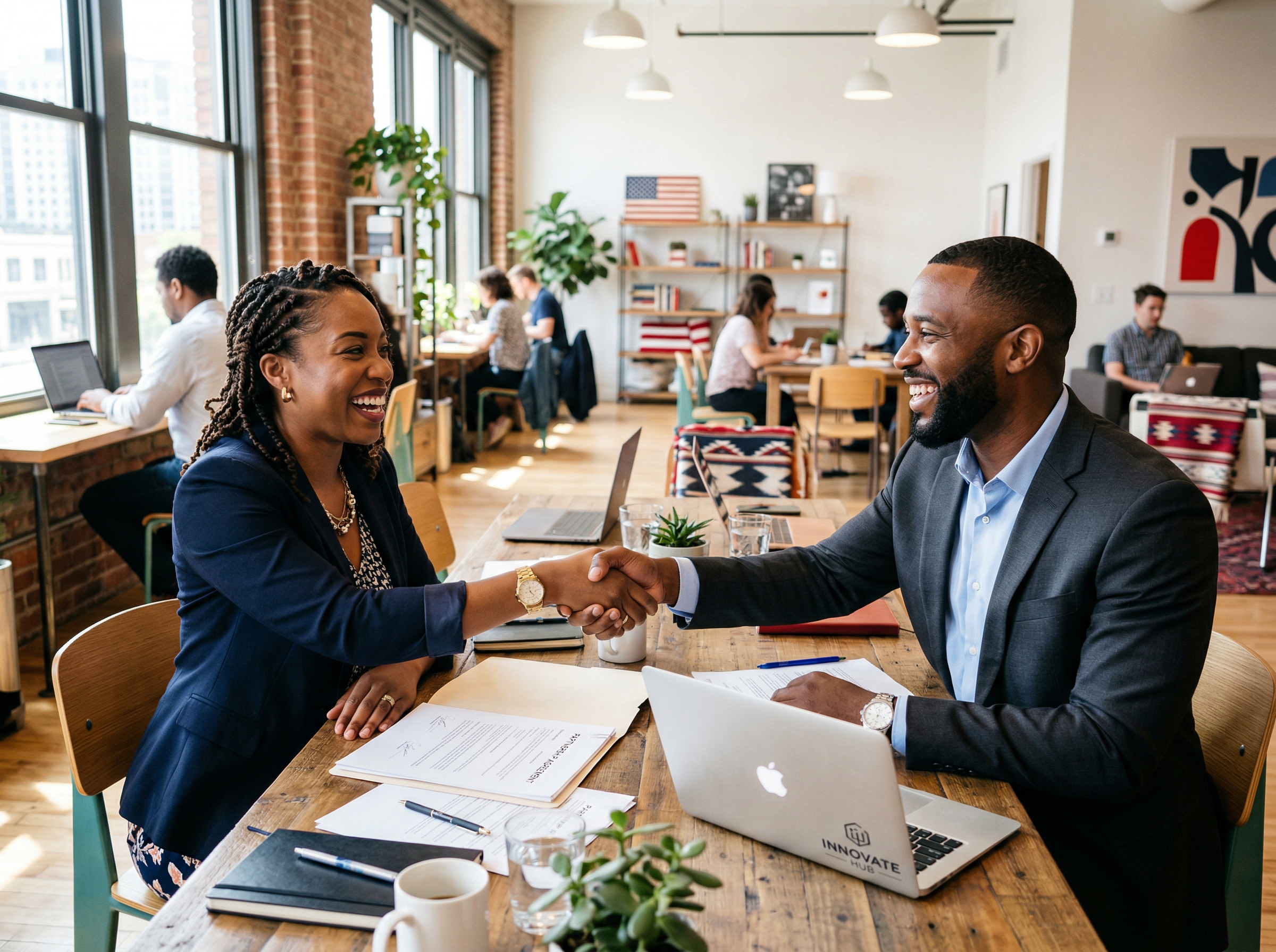Black entrepreneurs making a business deal